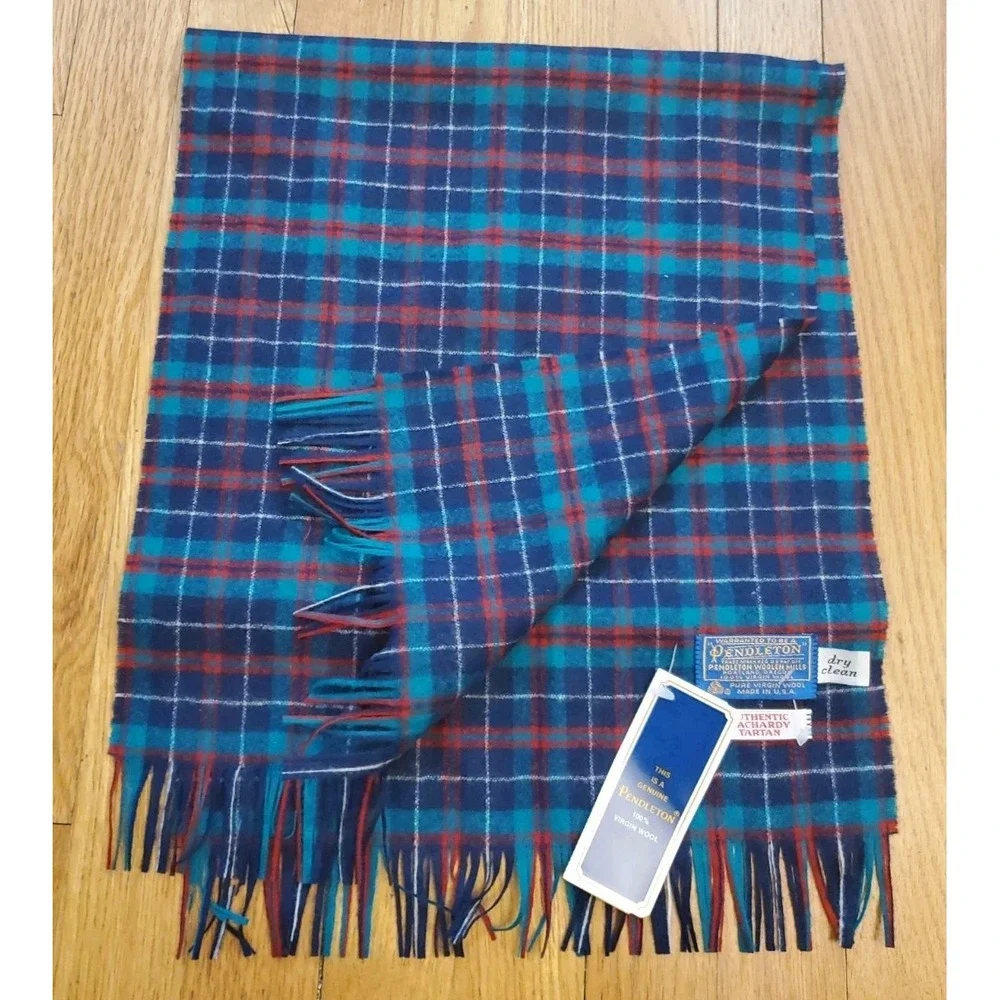 Pendleton Vintage Made in USA MacHardy Tartan Plaid 100% Virgin Wool Scarf NEW